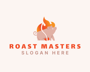 Pig Pork Flame Barbecue logo design