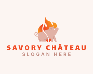 Pig Pork Flame Barbecue logo design