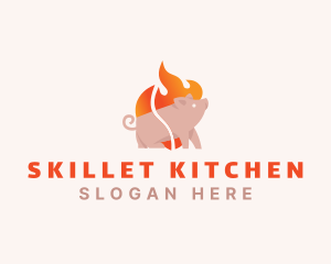 Pig Pork Flame Barbecue logo design