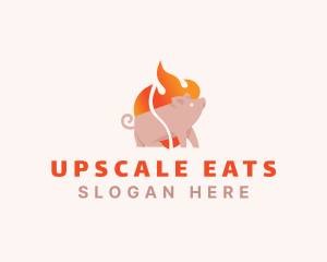 Pig Pork Flame Barbecue logo design