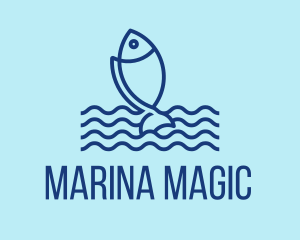 Monoline Marine Fish  logo design