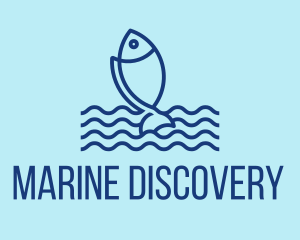 Monoline Marine Fish  logo design