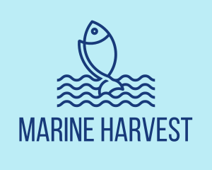 Monoline Marine Fish  logo design