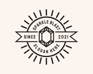 Hipster Gemstone Banner Badge logo design