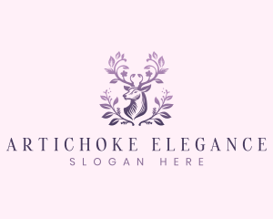 Elegant Floral Deer logo design