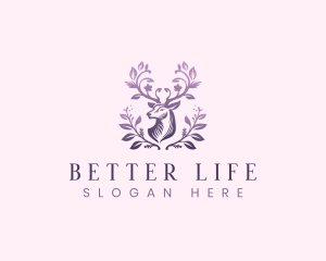 Elegant Floral Deer logo design