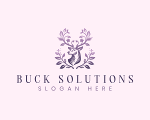 Elegant Floral Deer logo design