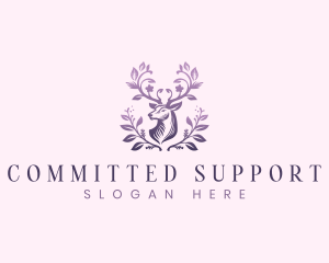 Elegant Floral Deer logo design