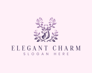 Elegant Floral Deer logo design