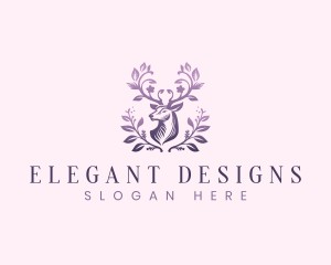 Elegant Floral Deer logo design