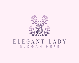 Elegant Floral Deer logo design