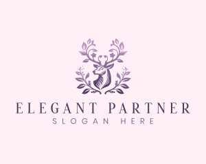 Elegant Floral Deer logo design