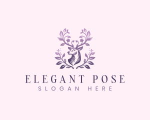 Elegant Floral Deer logo design