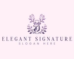 Elegant Floral Deer logo design