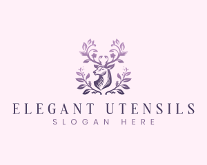 Elegant Floral Deer logo design