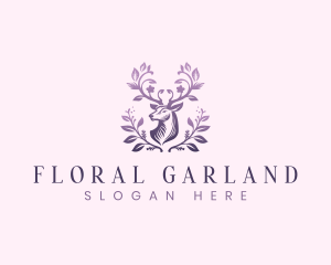 Elegant Floral Deer logo design