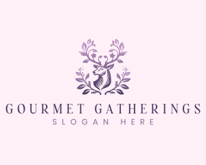 Elegant Floral Deer logo design