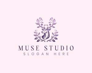 Elegant Floral Deer logo design