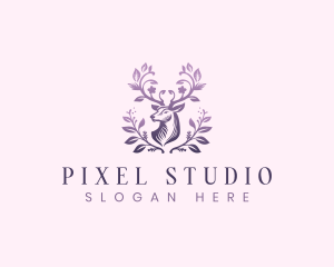 Elegant Floral Deer logo design