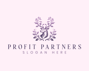 Elegant Floral Deer logo design