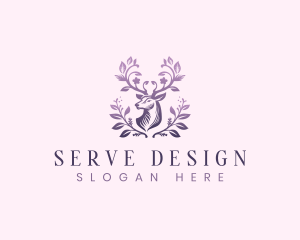 Elegant Floral Deer logo design