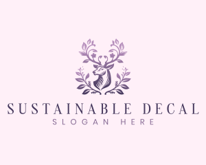 Elegant Floral Deer logo design