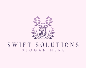 Elegant Floral Deer logo design