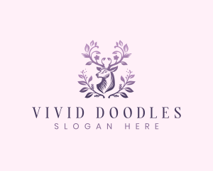 Elegant Floral Deer logo design