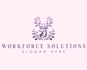 Elegant Floral Deer logo design