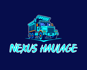 Bright Blue Dump Truck logo design