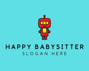 Cute Happy Robot  logo design