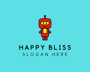 Cute Happy Robot  logo design