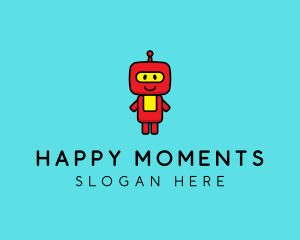 Cute Happy Robot  logo design