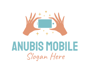 Handheld Smartphone Sparkle logo design