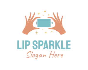 Handheld Smartphone Sparkle logo design