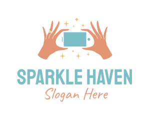 Handheld Smartphone Sparkle logo design