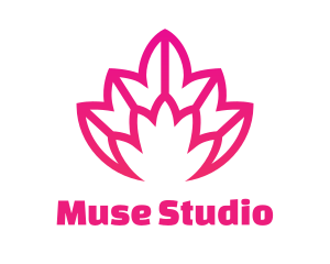 Pink Lotus Line Art logo design