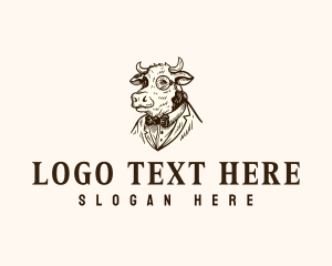 Elegant Monocle Cow  logo