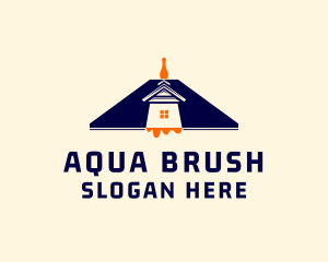 Roofing Paint Brush logo design