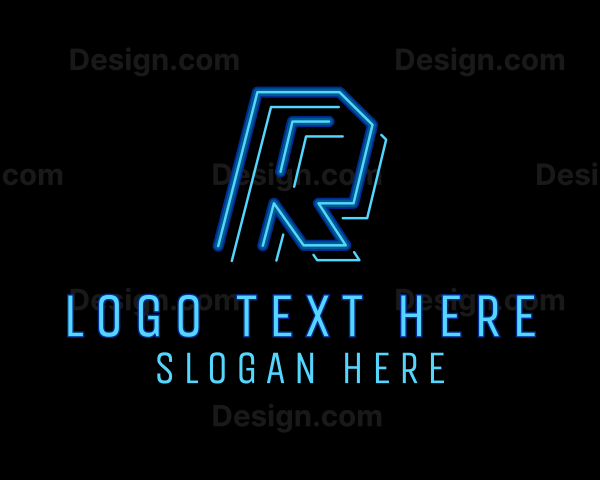 Neon Retro Gaming Letter K Logo