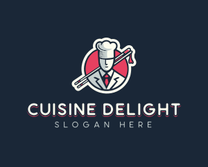 Gourmet Chef Chopsticks logo design