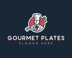 Gourmet Chef Chopsticks logo design