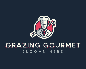 Gourmet Chef Chopsticks logo design