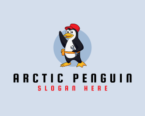 Cute Maintenance Penguin logo design