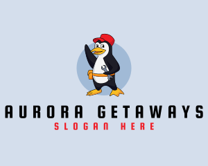 Cute Maintenance Penguin logo design