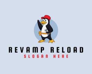 Cute Maintenance Penguin logo design