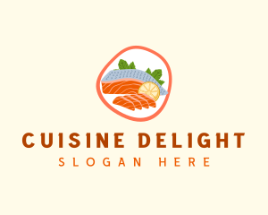 Salmon Sashimi Seafood logo design