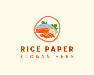 Salmon Sashimi Seafood logo design