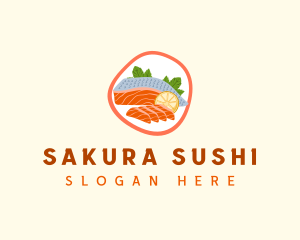 Salmon Sashimi Seafood logo design