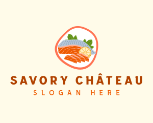 Salmon Sashimi Seafood logo design